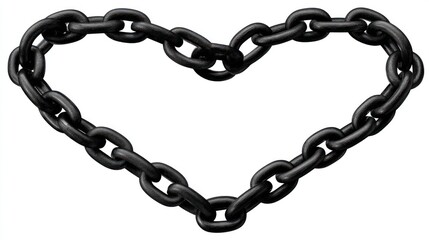 Obraz premium Black chain forming a heart shape on white background symbol of connection