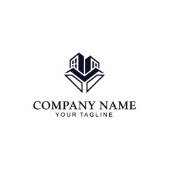 Elegant logo featuring stylized buildings within a geometric shape, perfect for real estate.