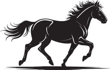 Galloping horse black silhouette vector illustration.