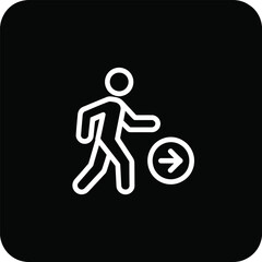 Icon of a person walking forward with a directional arrow indicating progress
