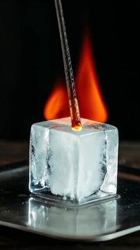 Burning Ice Cube - A Visual Representation of Paradox.