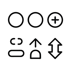 Collection of simple outline icons representing common digital actions and functions