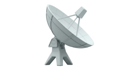 Isolated Communication satellite dish antenna with adjustable parabolic reflector, gray tone