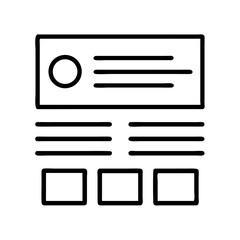 Simple line art icon representing website layout and content structure