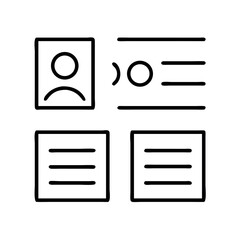 Simple line art icon representing a resume or curriculum vitae profile