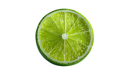 Close-up image of a vibrant, juicy lime slice on black
