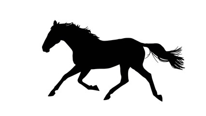 Elegant horse silhouette running powerfully, a symbol of freedom and grace, perfect for equestrian themes and animal designs, showcasing nature's beauty