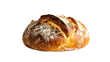 Freshly baked artisan bread loaf, golden crust and rustic texture