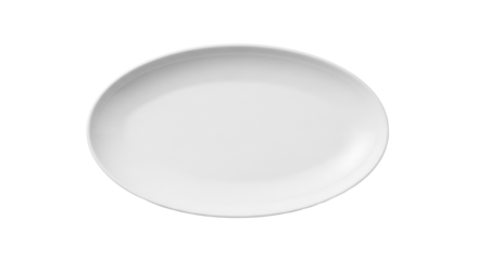 Isolated blank oval plate for food presentation, restaurant or kitchenware concept
