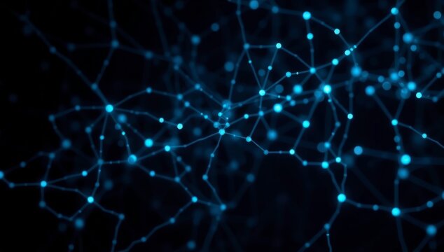 Glowing Cyan Neural Network Data Flow Technology Background