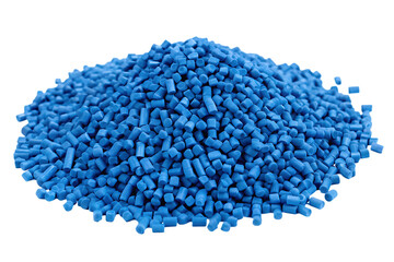 a pile of small cylindrical blue plastic pellets  isolated on white background, png, ai generated