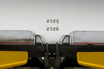 2025 - 2026 written on an old typewriter	