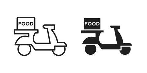 Food delivery icons in line stroke outline art and clip art
