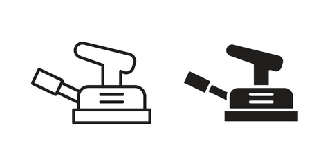 Floor sanding machine icons in line stroke outline art and clip art