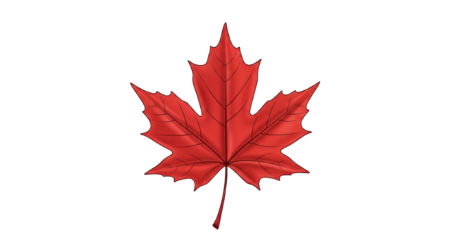 Isolated illustration of red maple leaf, symbol of Canada in autumn, botanical art - Powered by Adobe