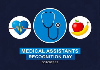 Medical assistants recognition day with stethoscope, heart and fruit