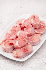 Fresh raw rabbit meat on dish