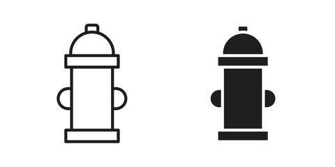 Fire hydrant icons in line stroke outline art and clip art