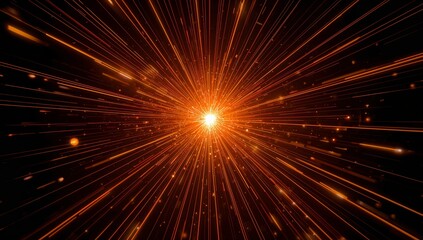 Stunning orange light streaks against black, creating a dynamic, energetic burst ideal for technology, innovation, or abstract backgrounds, with a futuristic vibe