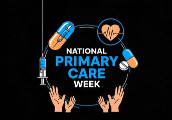 National primary care week illustration with medical symbols