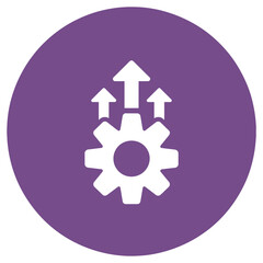 Gear with upward arrows symbolizing growth efficiency and development