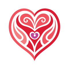 Stylized heart shape with swirling patterns love symbol