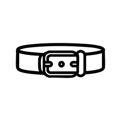 Black outline of a leather belt with a square buckle, representing clothing accessories and everyday fashion essentials.

