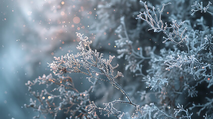 Golden Snowflakes, Frosted Pines, and Glowing Decorations Welcoming a Merry Christmas and a Joyful New Year. Happy new year