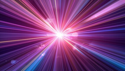 Fototapeta premium Dynamic burst of vibrant light streaks and lens flares explodes from center in a mesmerizing abstract display of energy and speed