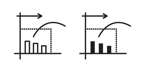 Diminishing returns icons in line stroke outline art and clip art
