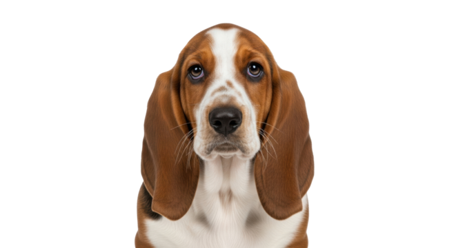 Isolated Portrait of a Basset Hound Puppy With Droopy Ears and Sweet Eyes Ready to be Adopted