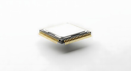 Computer processor chip on a white background, a technological innovation
