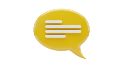 Isolated Yellow Speech Bubble with Three Horizontal Lines for Text Messaging Concept
