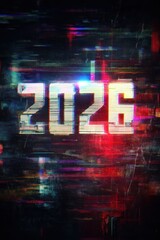 A digital image of the word ' t2 ' with a cyber-glitch poster distorted VHS style effect. The image features 2026 numbers and RGB color scheme.