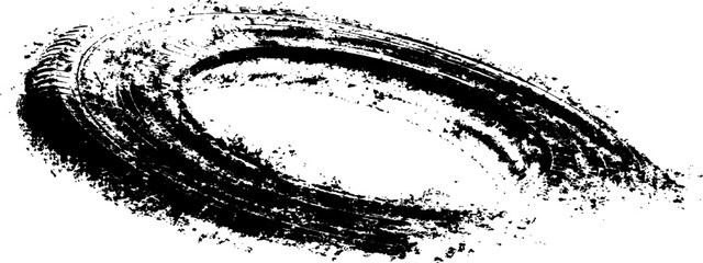 Vector black-and-white tire tracks and skid marks isolated white background. motocross, drifting, drag racing, and off-road vehicles, featuring grunge splatter and tread patterns for car.