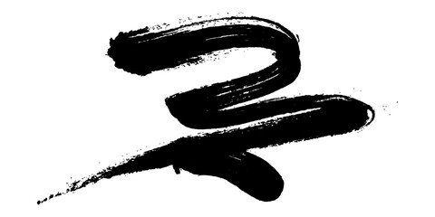 Single one black paint brush stroke isolated on white background. Smudged black mascara isolated on white background. Cosmetic product swatch. Paint brush stroke