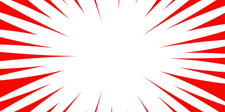 Explosion Boom for Comic Books Radial Background. Radius Cartoon Pattern Abstract Background.  Action, speed lines, stripes for comic book frame. Sunburst Background Summer Backdrop.