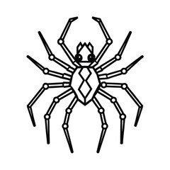 Robotic Spider Futuristic Halloween Outline Illustration