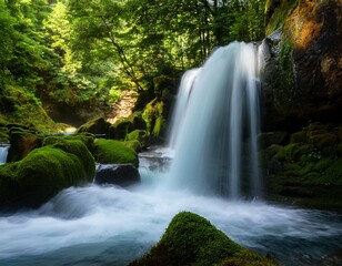 Fototapeta premium a waterfall in a forest