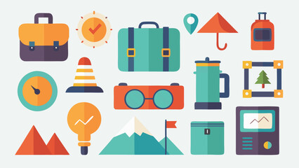 Flat design travel and adventure icons