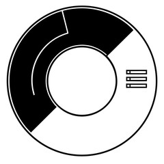 Abstract black white circular graphic representing data analysis or a pie chart segments