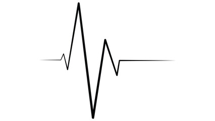 Dynamic black line art depicting EKG heart rhythm on white, perfect for medical publications or health tech designs or digital marketing campaigns