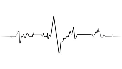 Dynamic black line art depicting EKG heart rhythm on white, perfect for medical publications or health tech designs or digital marketing campaigns
