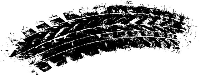Vector black-and-white tire tracks and skid marks isolated white background. Tire trace track wheels texture and background, Auto tire tread grunge, Car wheel tyre tread track black tyre print, 
