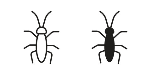 Cockroach icons in line stroke outline art and clip art