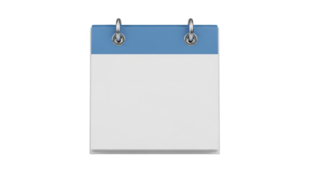 Isolated blank calendar page, tear-off design, with ring binder, for appointment reminders