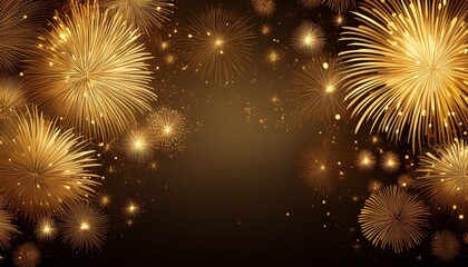 gold fireworks background celebration border