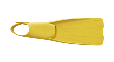 Isolated yellow dive fin for swimming, snorkeling, or scuba diving, flipper for water sport