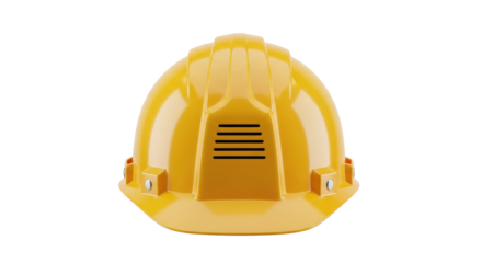 Isolated yellow hard hat, head protection, used in construction, industrial safety, personal safety