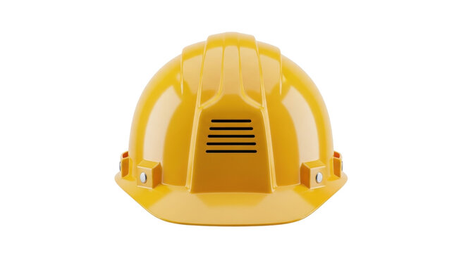 Isolated yellow hard hat, head protection, used in construction, industrial safety, personal safety - Powered by Adobe